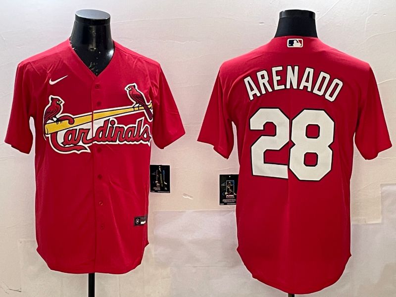 Men St.Louis Cardinals #28 Arenado Red Game 2025 Nike MLB Jersey style 1